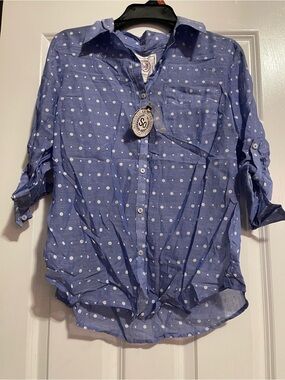 SO Blue Polka Dot Button-Up Shirt